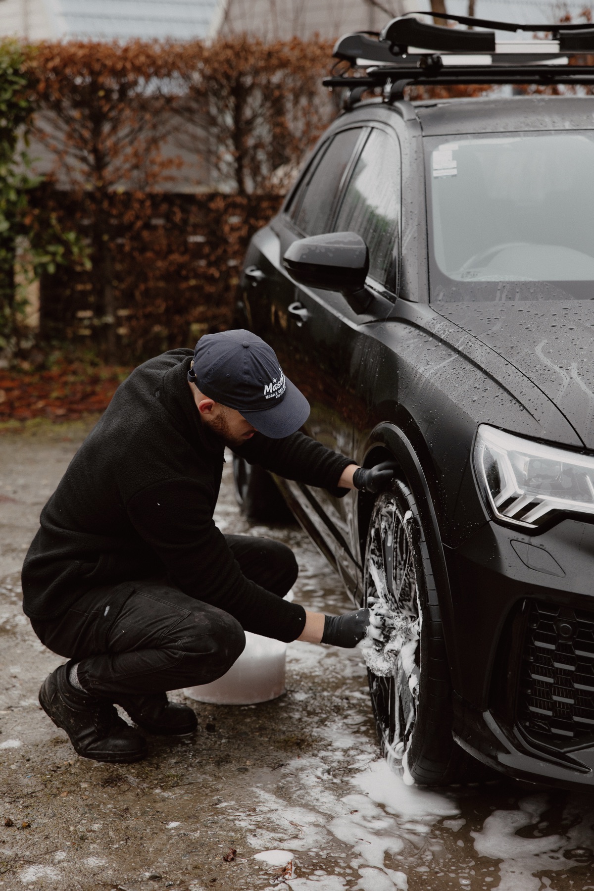 Final shots of clean black Audi after detail - Queenstown