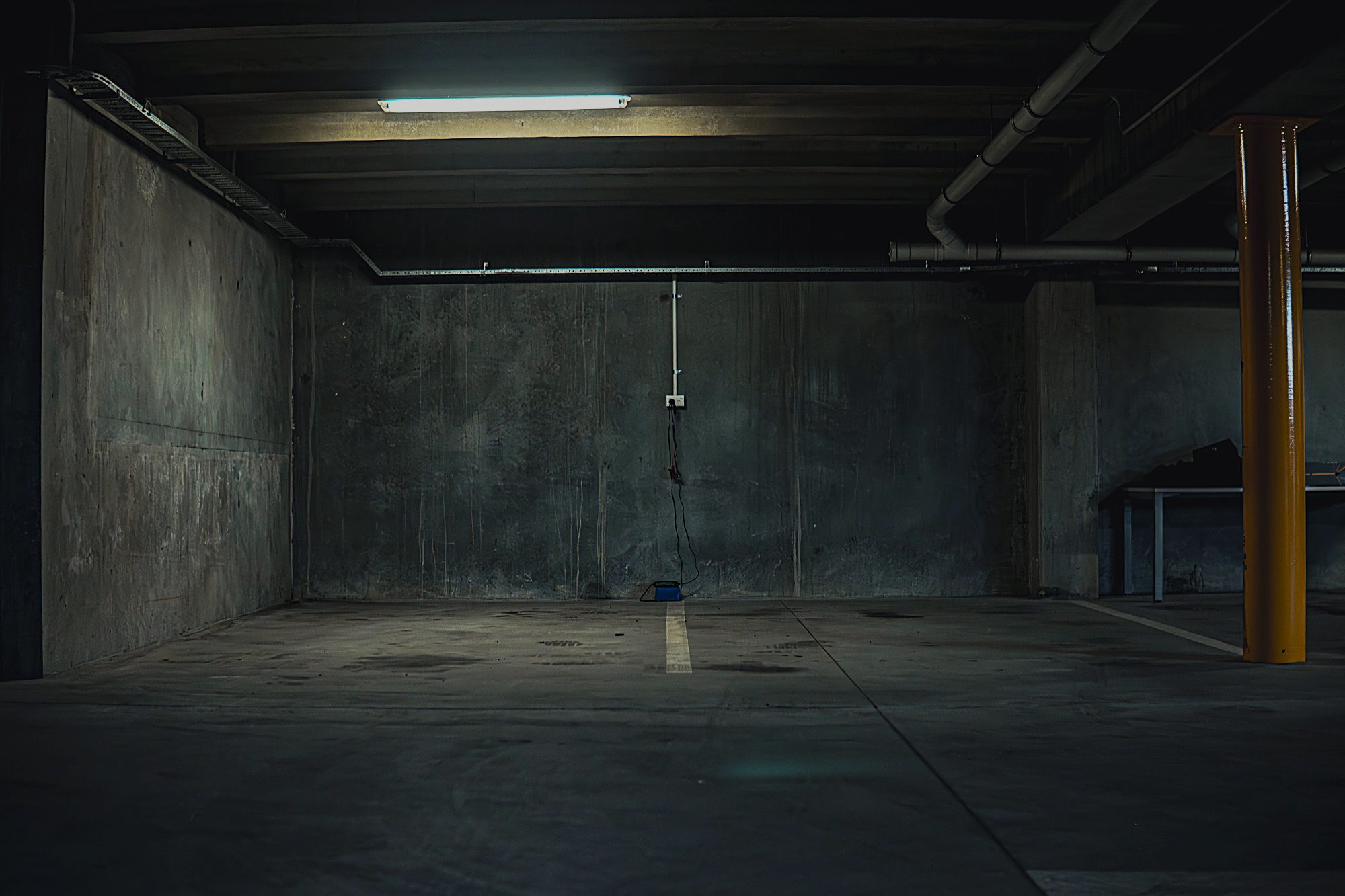An empty storage bay