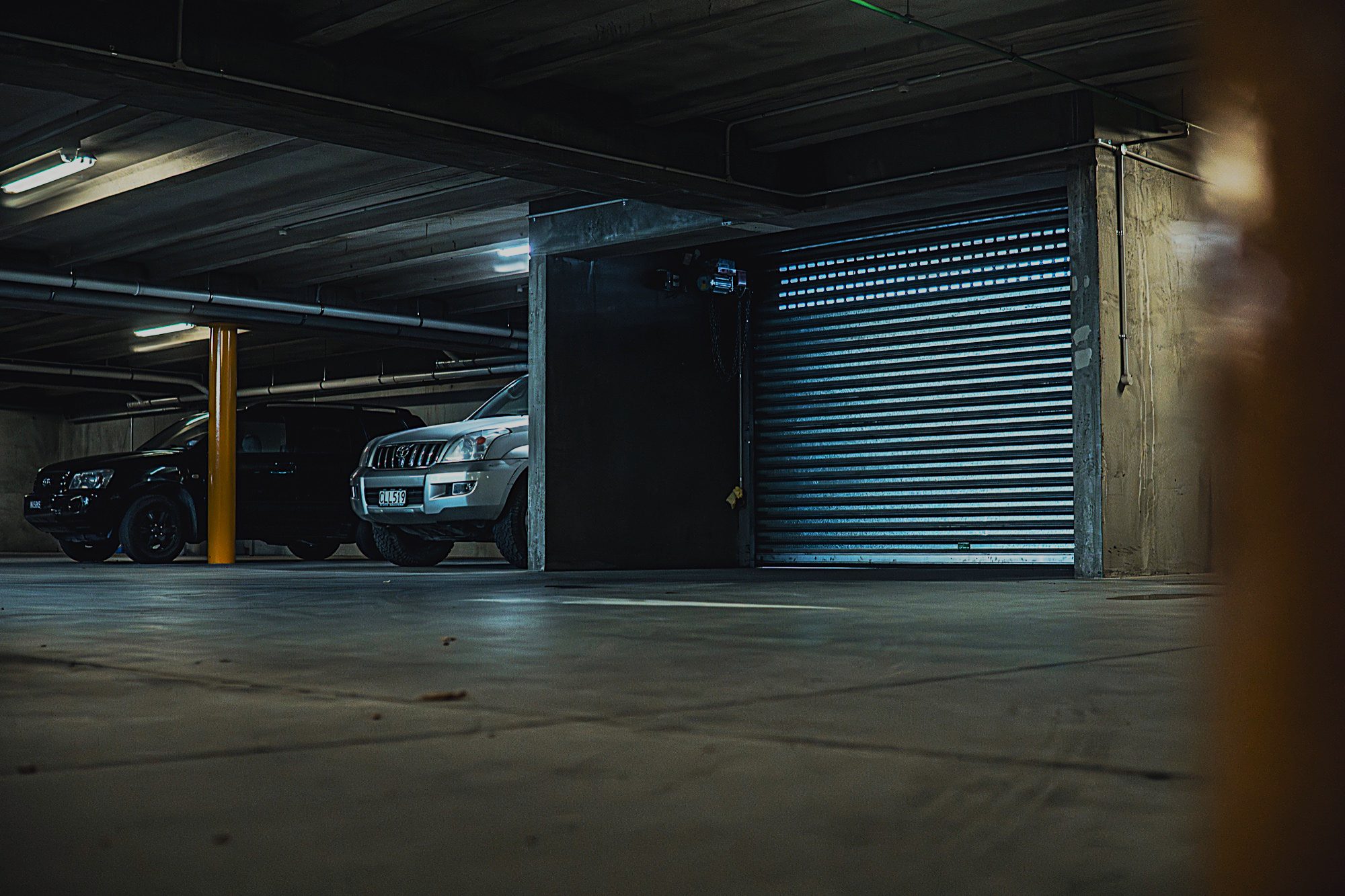 Roller door entrance to the underground storage